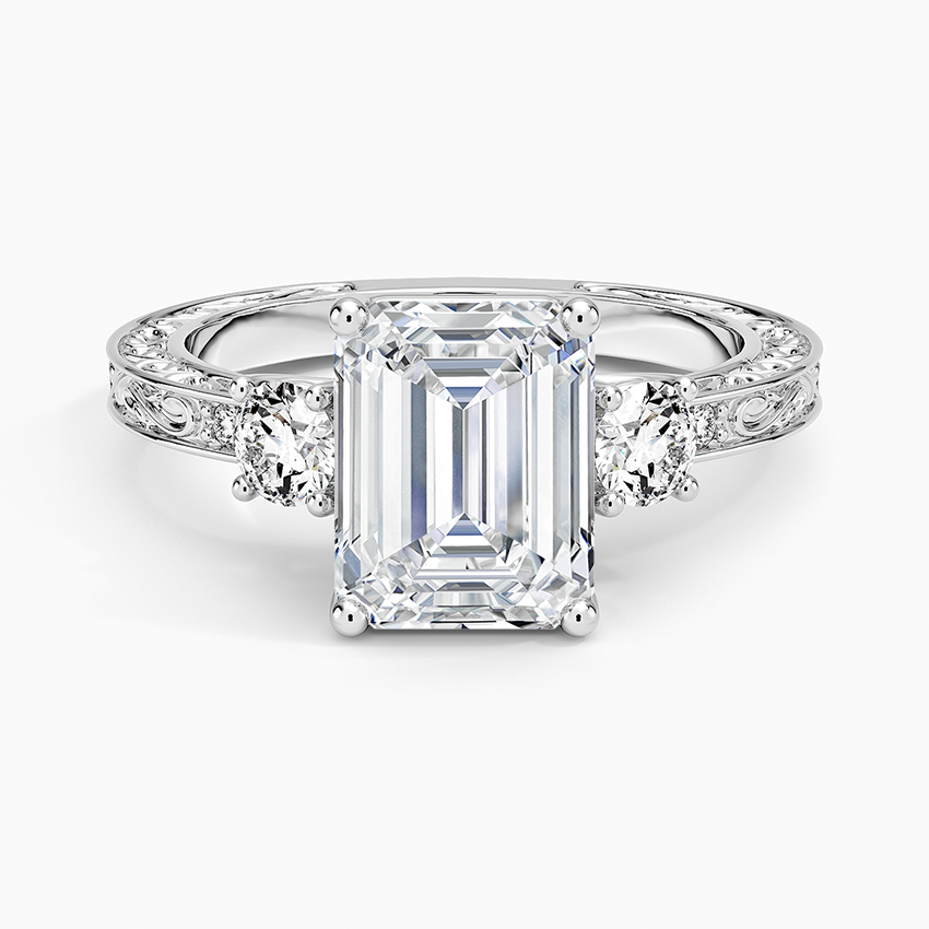 Antique Scroll Engraved Three Stone Diamond Ring (1/3 ct. tw.)