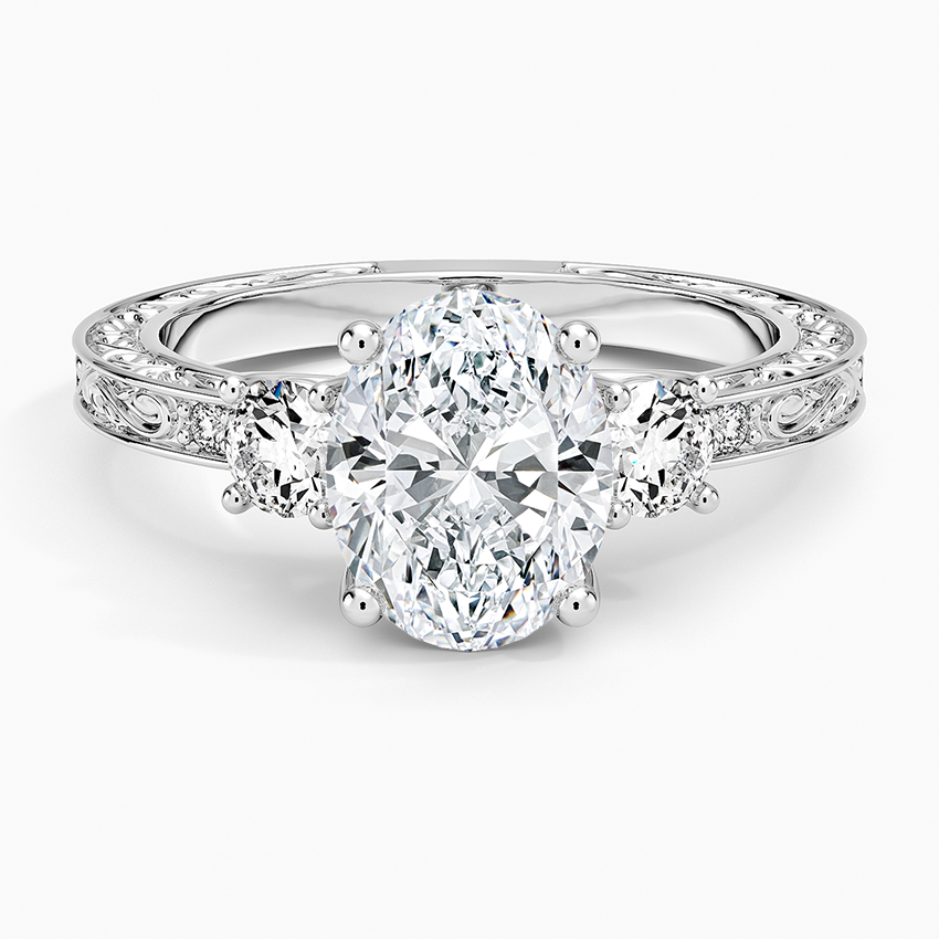 Antique Scroll Engraved Three Stone Diamond Ring (1/3 ct. tw.)