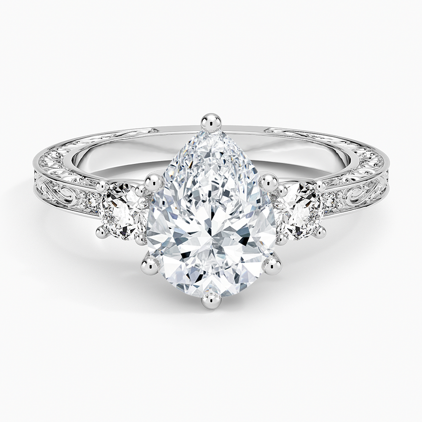 Antique Scroll Engraved Three Stone Diamond Ring (1/3 ct. tw.)
