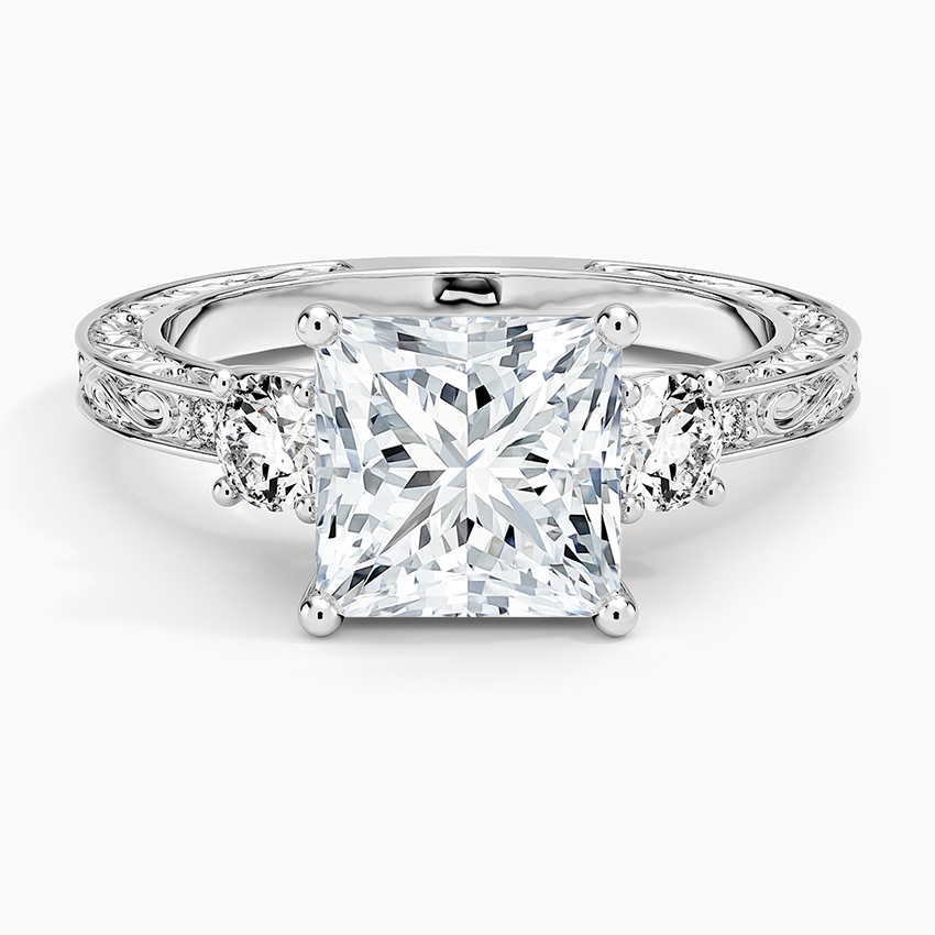 Antique Scroll Engraved Three Stone Diamond Ring (1/3 ct. tw.)