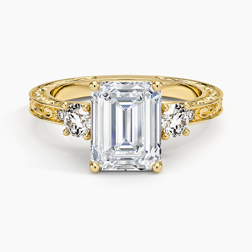Antique Scroll Engraved Three Stone Diamond Ring (1/3 ct. tw.)