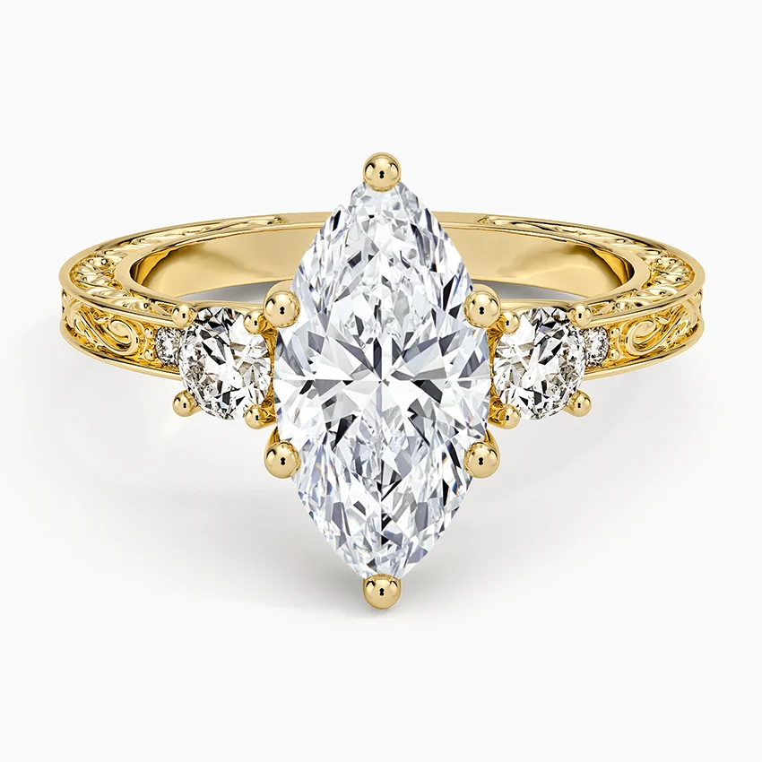 Antique Scroll Engraved Three Stone Diamond Ring (1/3 ct. tw.)