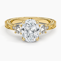 Antique Scroll Engraved Three Stone Diamond Ring (1/3 ct. tw.)
