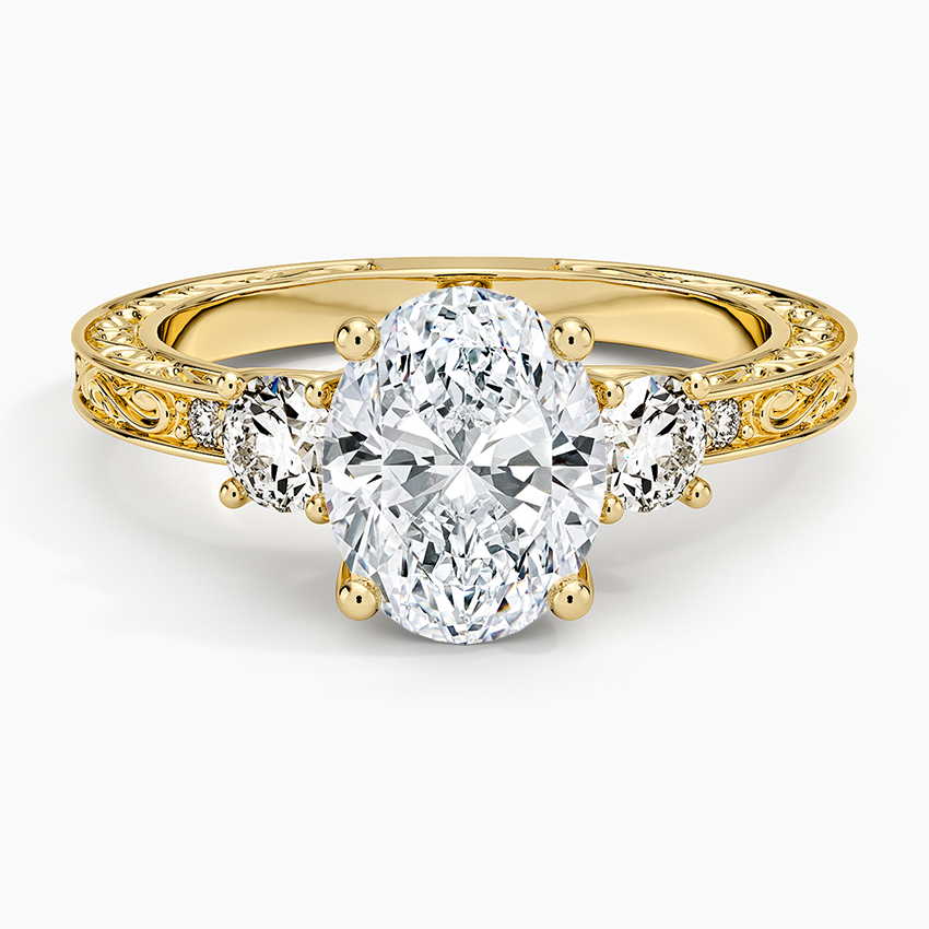 Antique Scroll Engraved Three Stone Diamond Ring (1/3 ct. tw.)