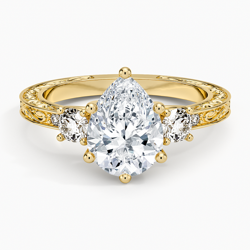 Antique Scroll Engraved Three Stone Diamond Ring (1/3 ct. tw.)