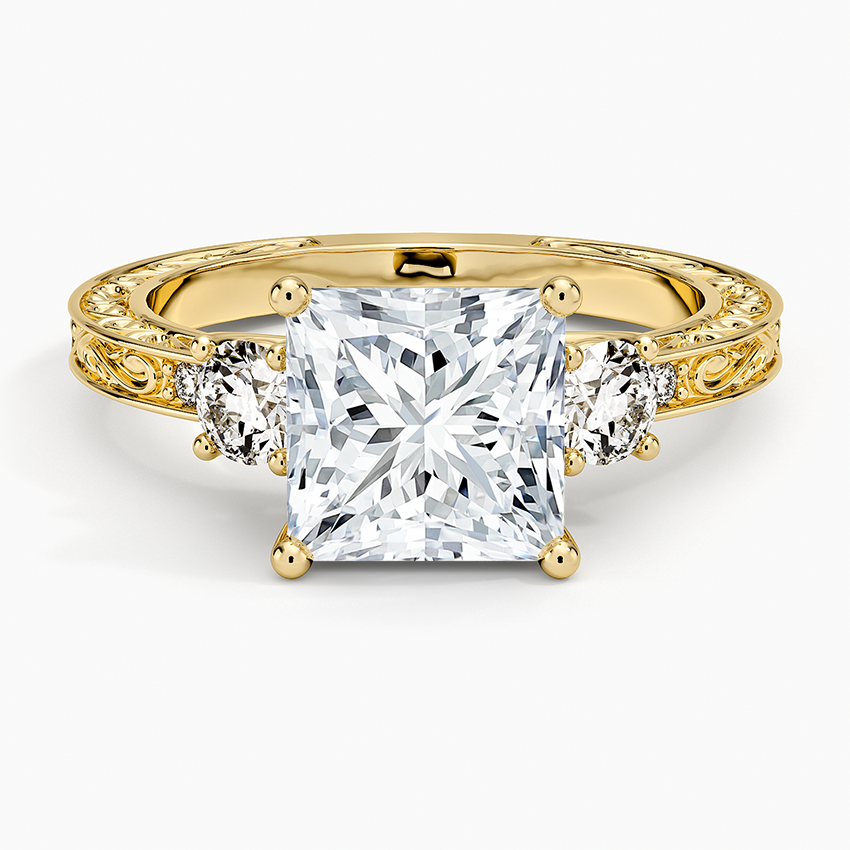 Antique Scroll Engraved Three Stone Diamond Ring (1/3 ct. tw.)