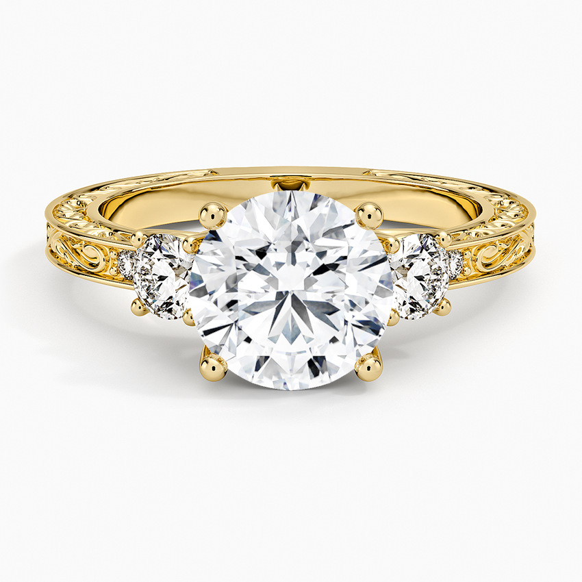 Antique Scroll Engraved Three Stone Diamond Ring (1/3 ct. tw.)