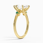 Camellia Milgrain Green Gemstone and Diamond Ring