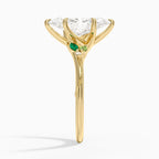 Camellia Milgrain Green Gemstone and Diamond Ring