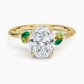 Camellia Milgrain Green Gemstone and Diamond Ring