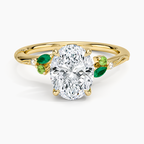 Camellia Milgrain Green Gemstone and Diamond Ring