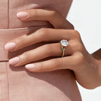 Camellia Milgrain Green Gemstone and Diamond Ring