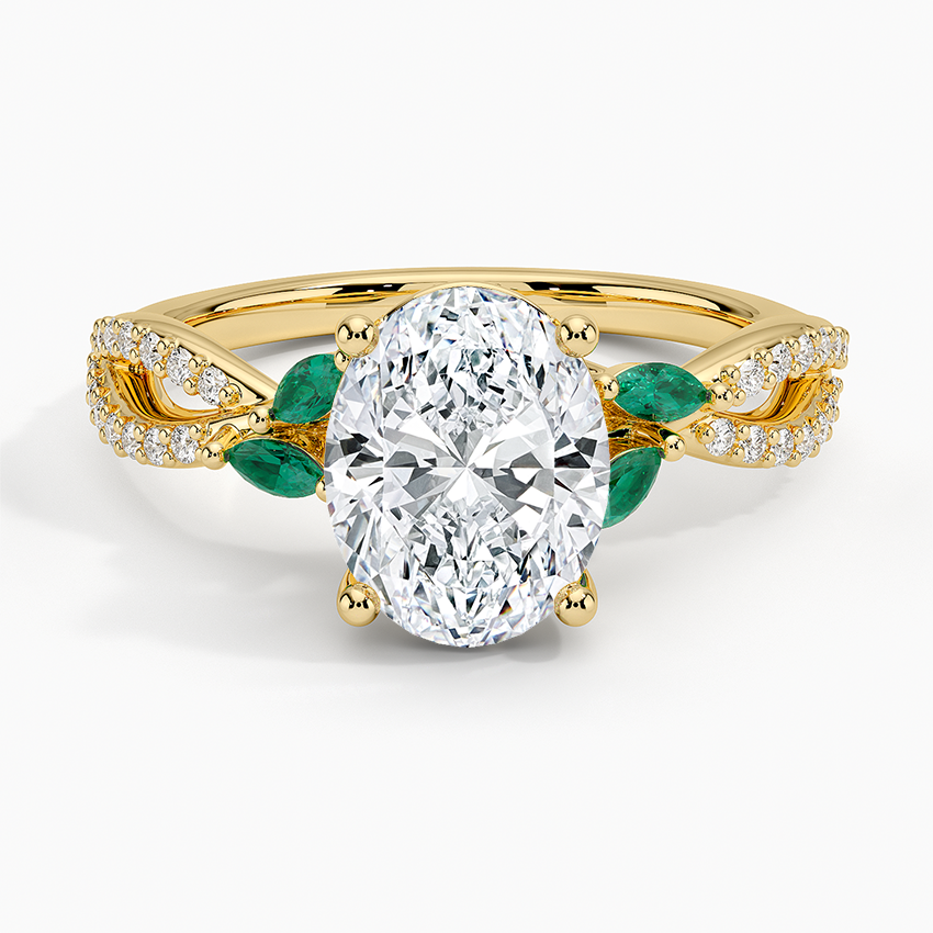 Luxe Willow Lab Emerald and Diamond Ring (1/8 ct. tw.)