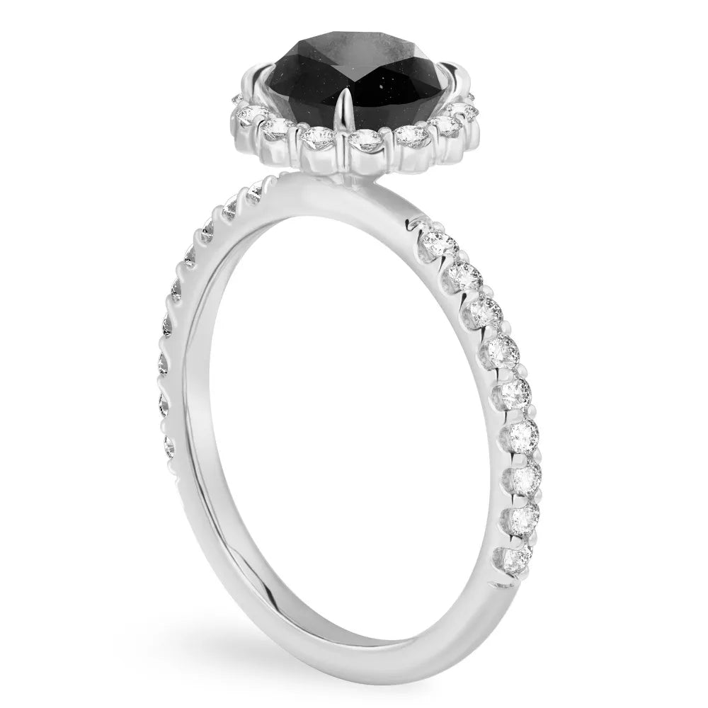 Dark Between The Stars Salt and Pepper Diamond Halo Ring