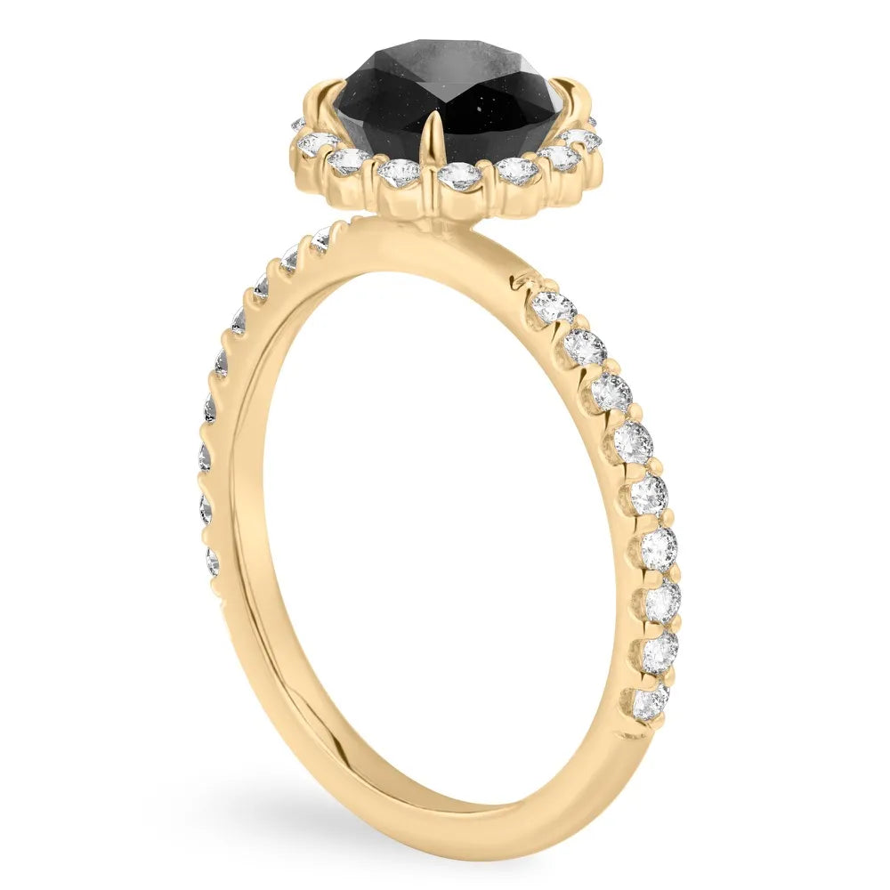 Dark Between The Stars Salt and Pepper Diamond Halo Ring