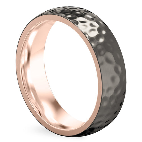 Ash Black Hammered Wedding Band