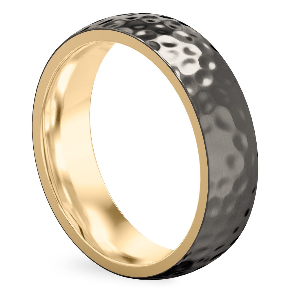 Ash Black Hammered Wedding Band