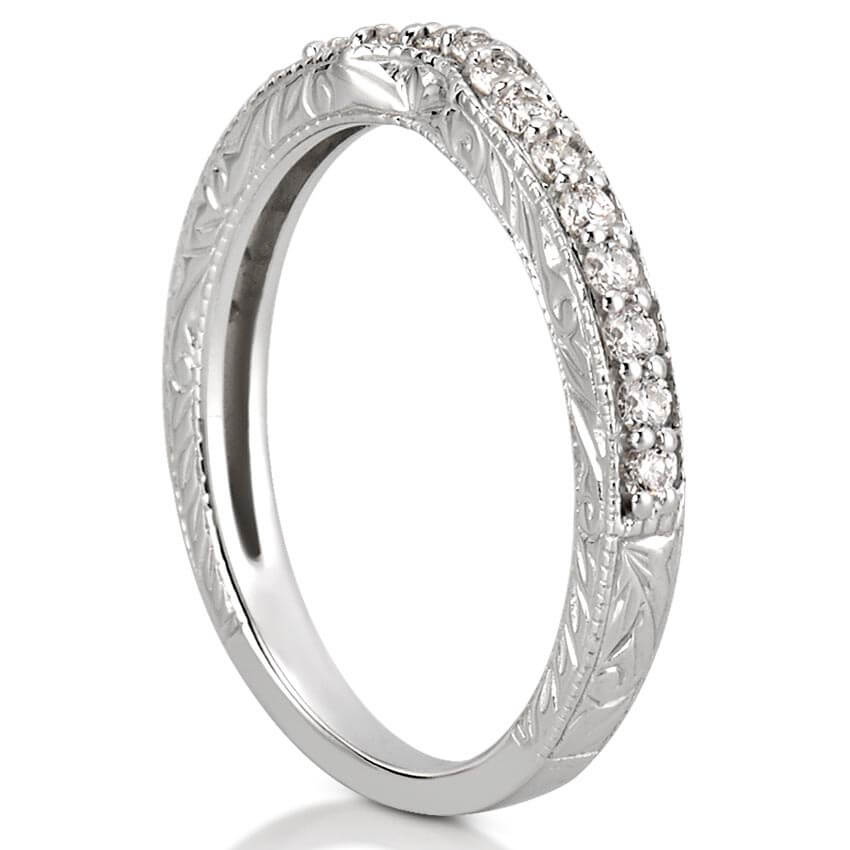 Katherine Band Engraved Diamond Curved Wedding Band