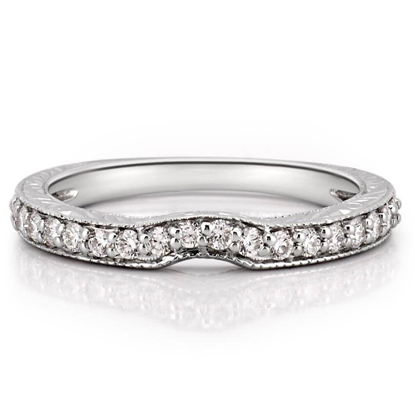 Katherine Band Engraved Diamond Curved Wedding Band