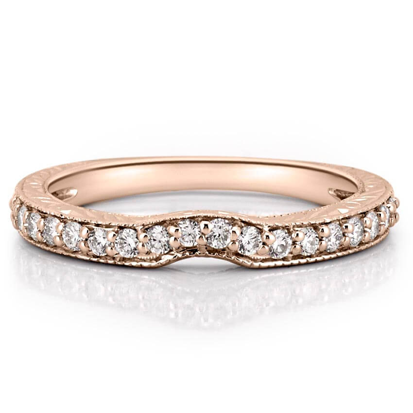 Katherine Band Engraved Diamond Curved Wedding Band