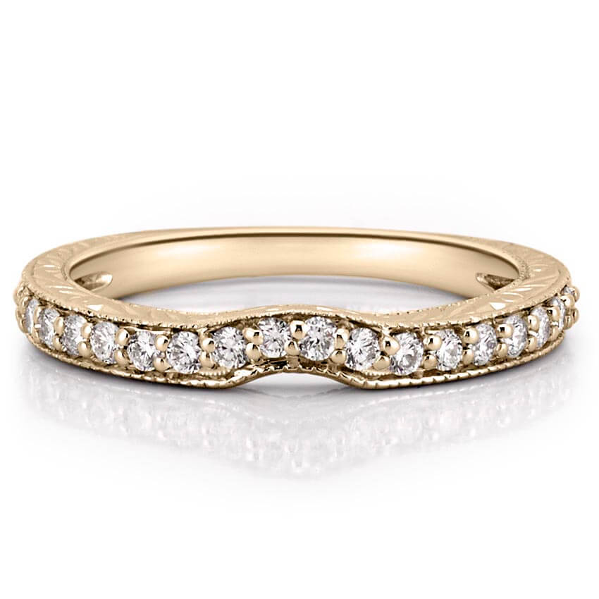 Katherine Band Engraved Diamond Curved Wedding Band