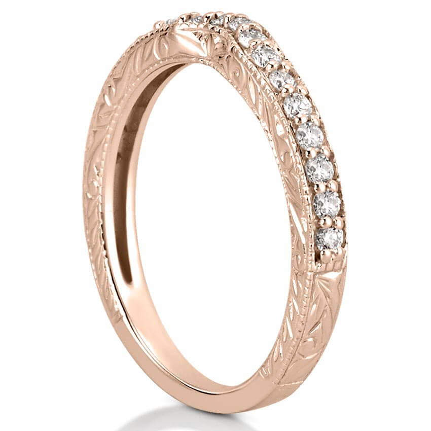 Katherine Band Engraved Diamond Curved Wedding Band