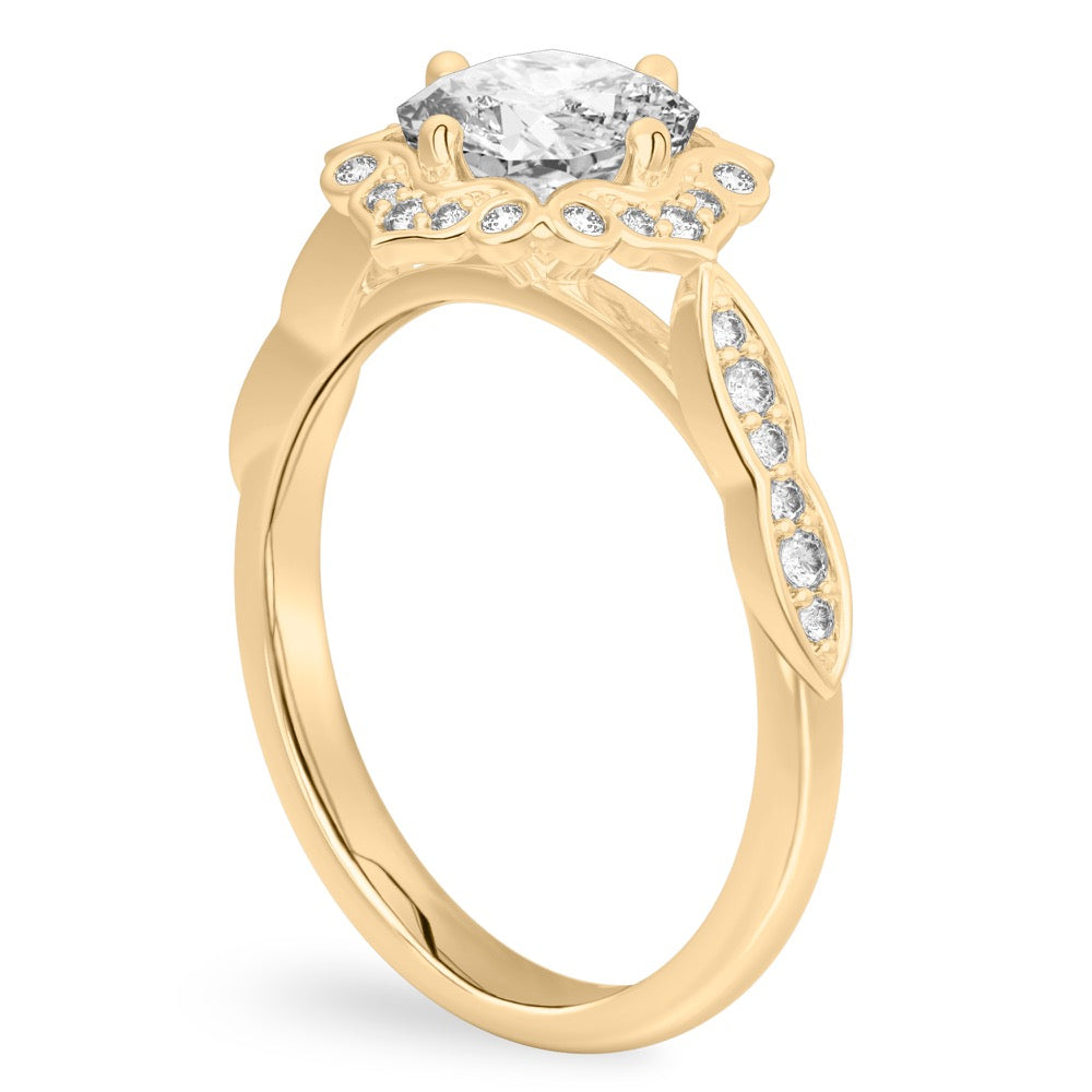 Victoria Floral Ring with Pave Side Stones