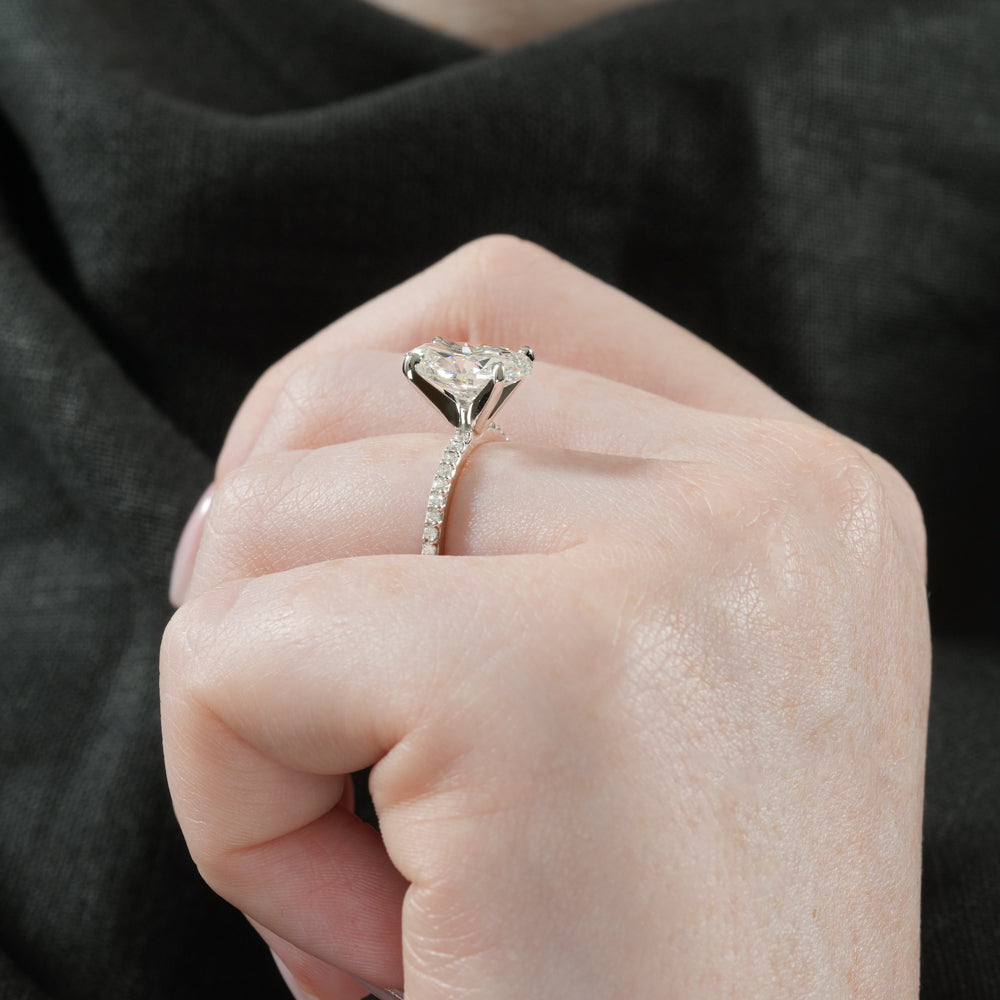 Diana Dainty Engagement Ring with Diamond Band