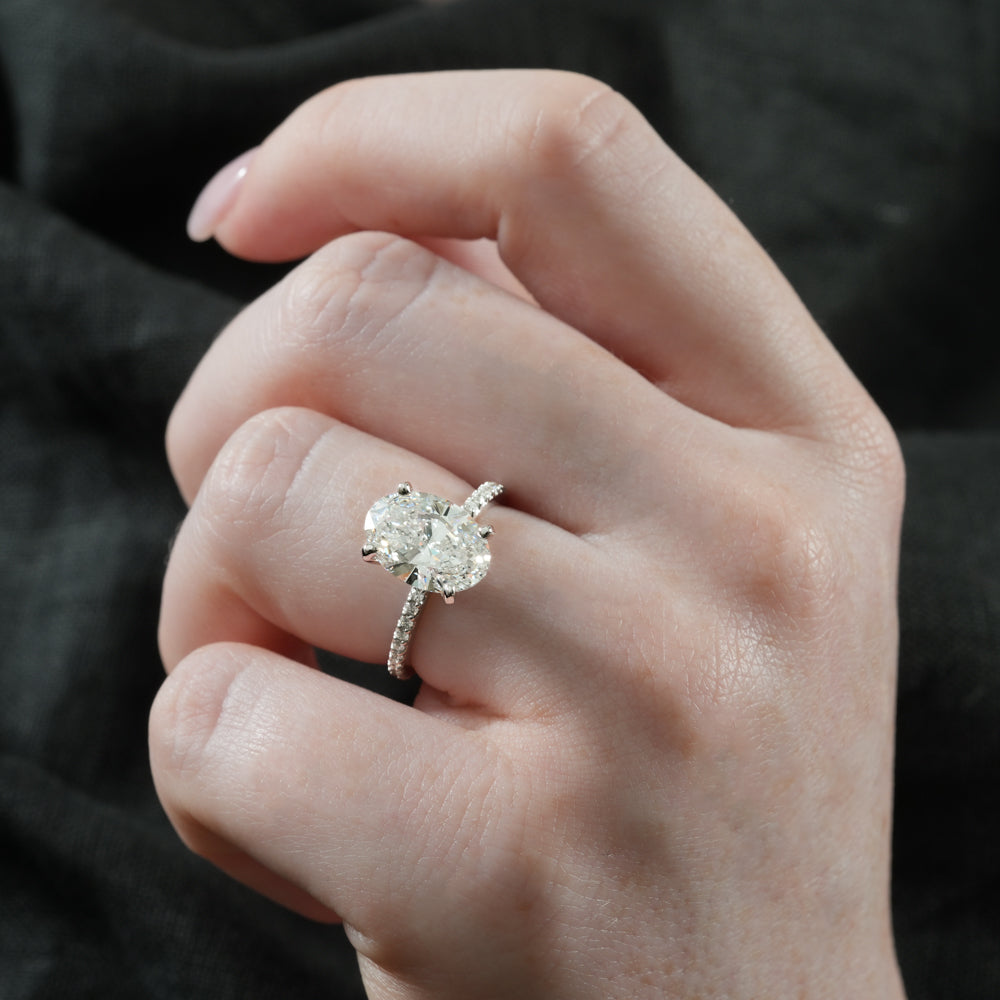 Diana Dainty Engagement Ring with Diamond Band