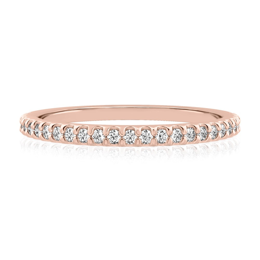 Diana Band Dainty Wedding Ring with Side Diamonds
