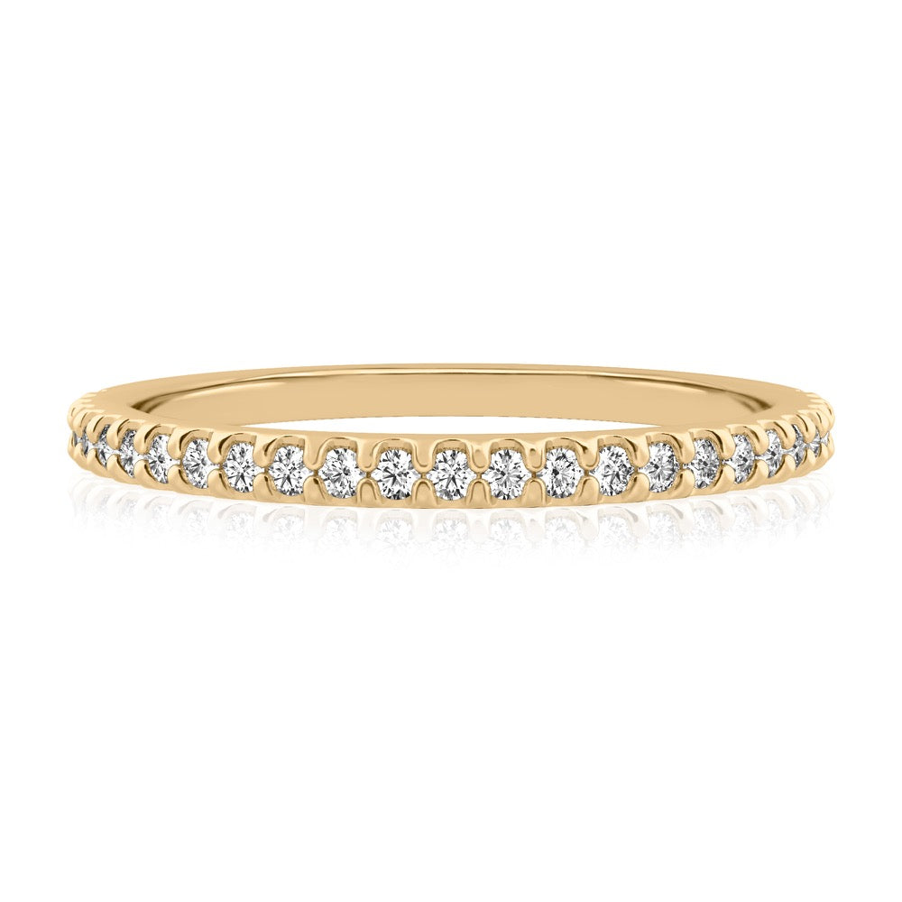 Diana Band Dainty Wedding Ring with Side Diamonds