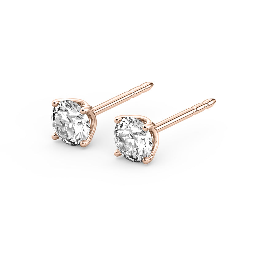 Ripple Earrings Round Diamond Solitaire Earrings