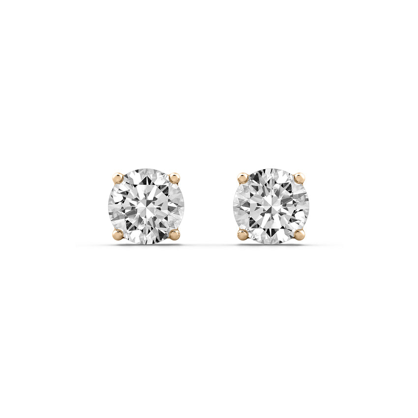 Ripple Earrings Round Diamond Solitaire Earrings
