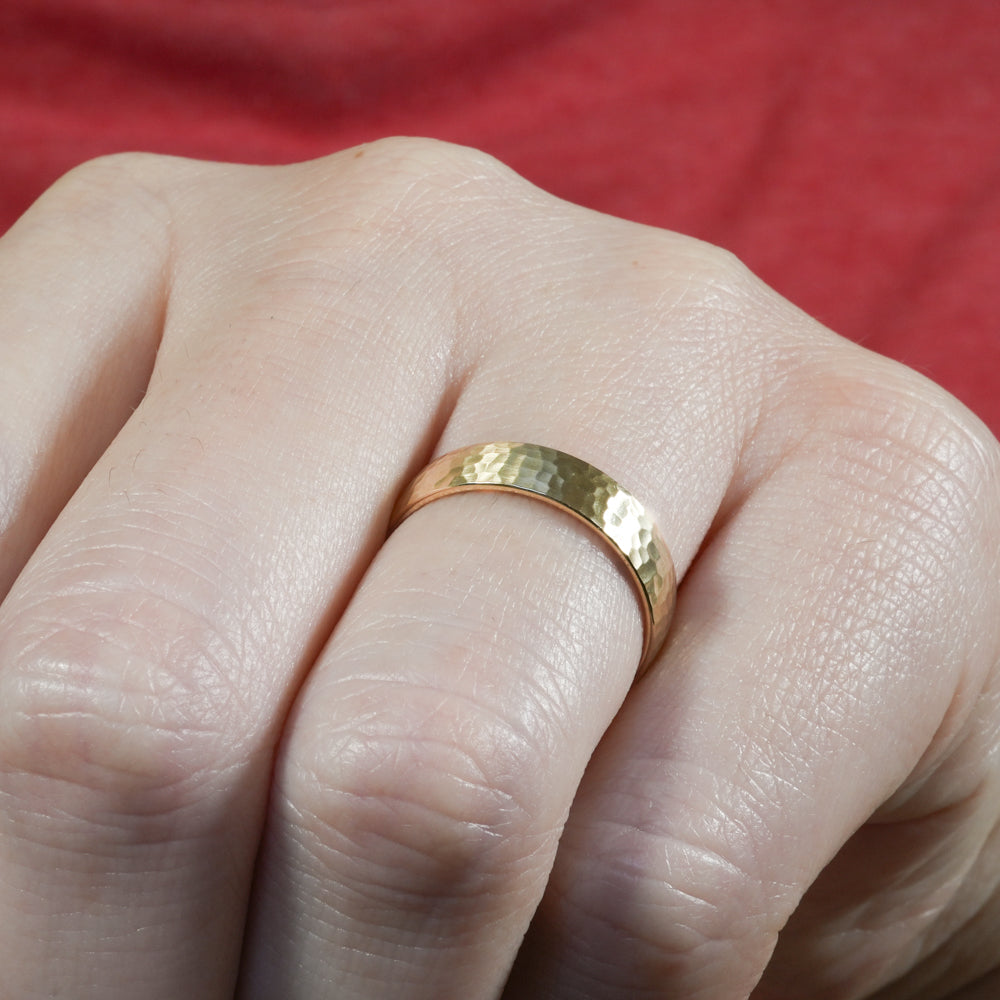 Maverick Hammered Domed Wedding Band