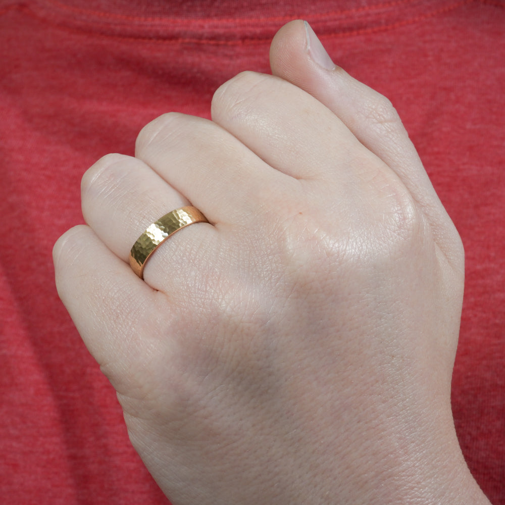Maverick Hammered Domed Wedding Band