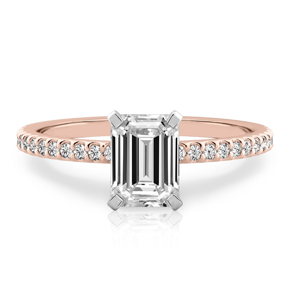 Diana Dainty Engagement Ring with Diamond Band