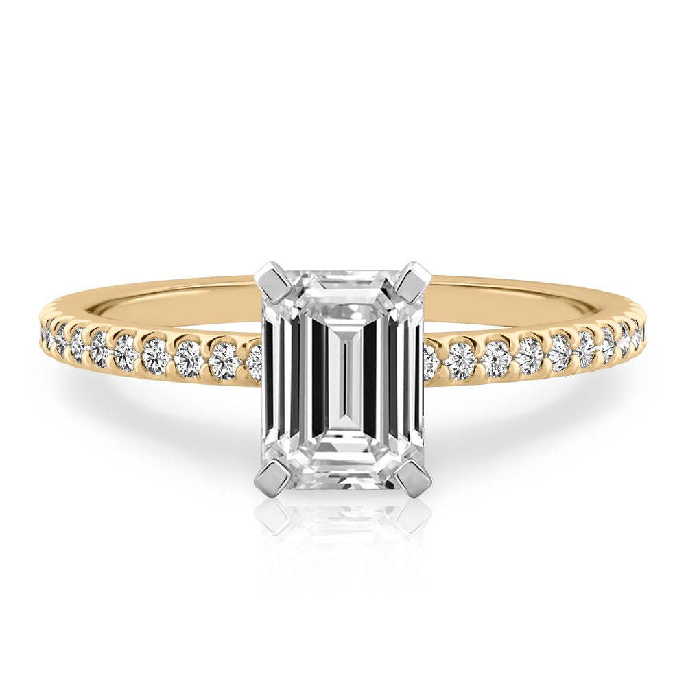 Diana Dainty Engagement Ring with Diamond Band