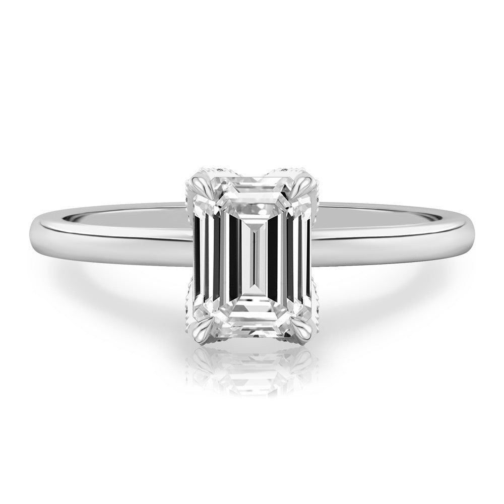 Fleur Pave Petal Prong Engagement Ring