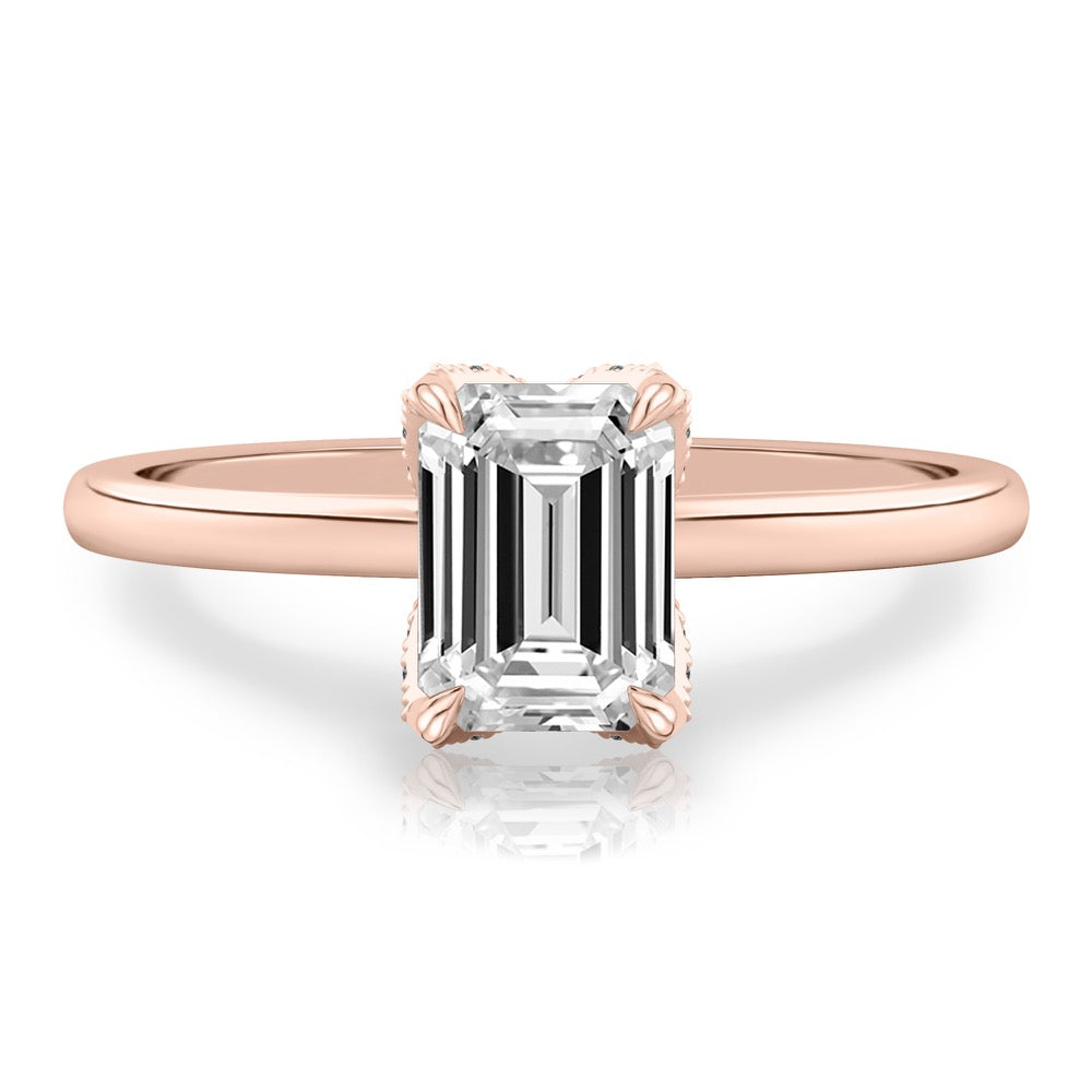 Fleur Pave Petal Prong Engagement Ring