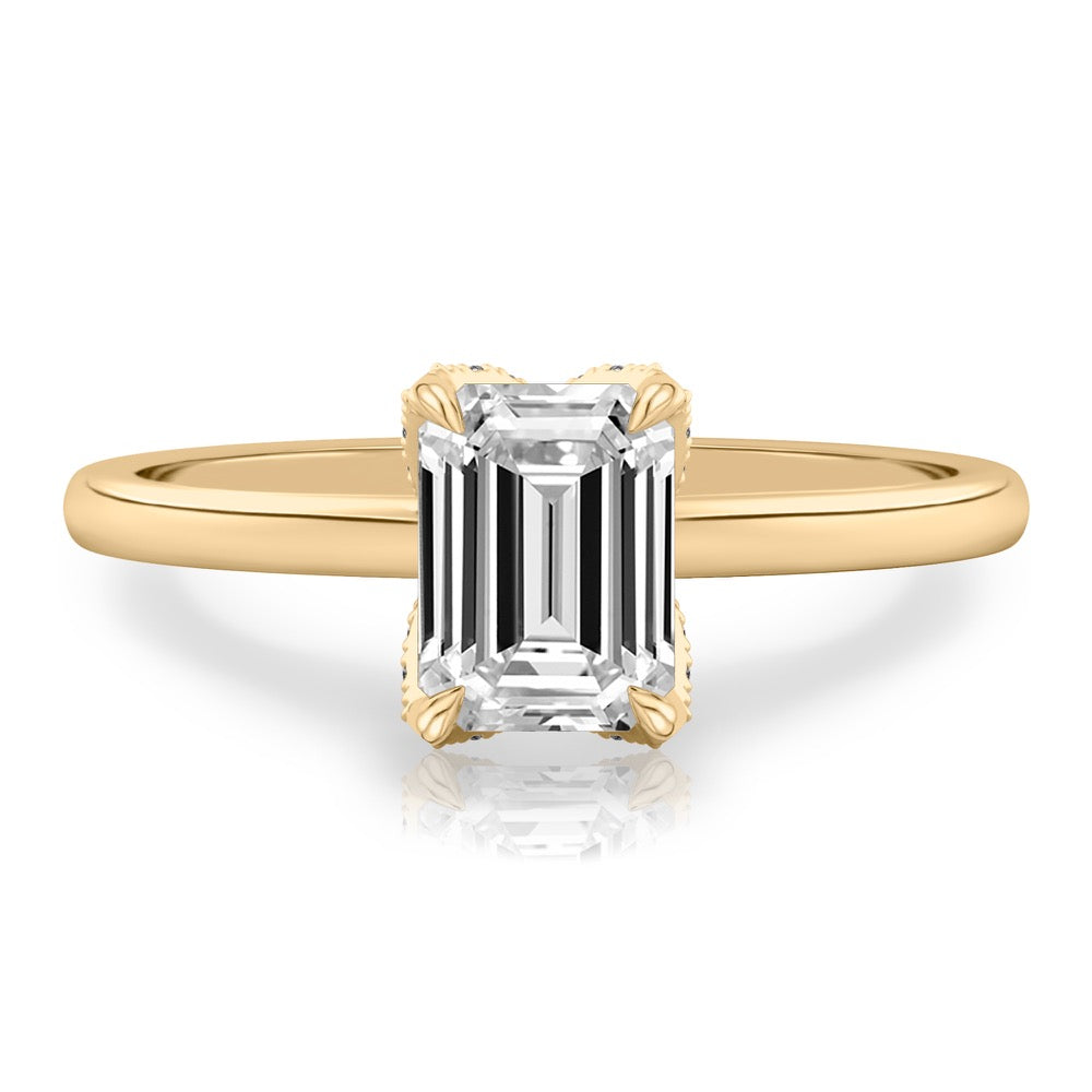 Fleur Pave Petal Prong Engagement Ring