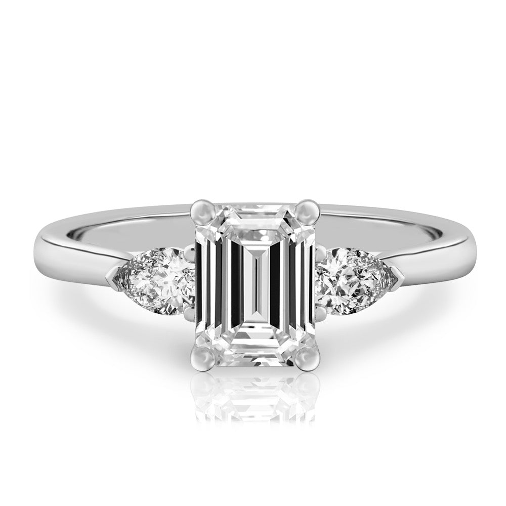 Maya Pear Side Stone Engagement Ring