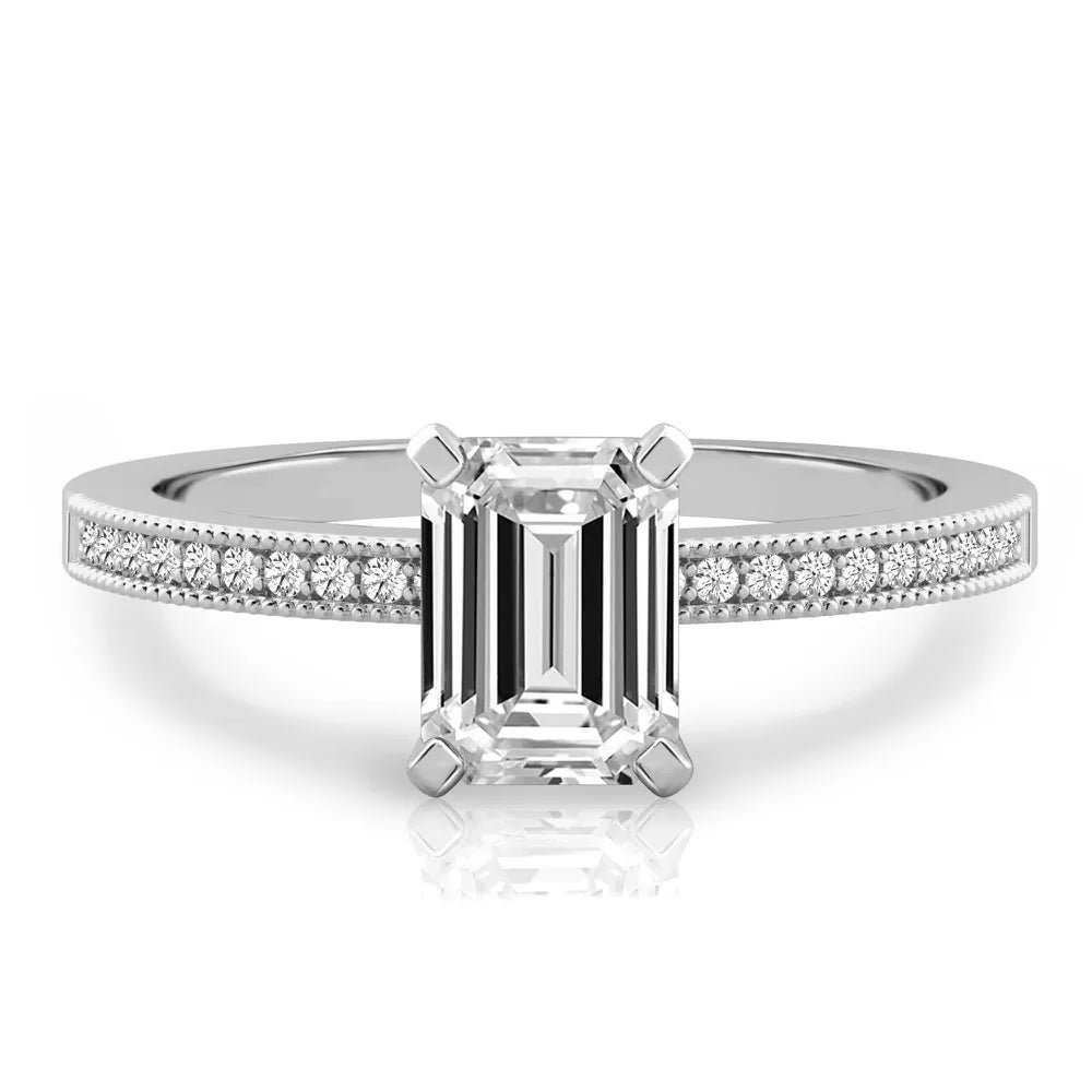 Lalana Petite Milgrain Engagement Ring