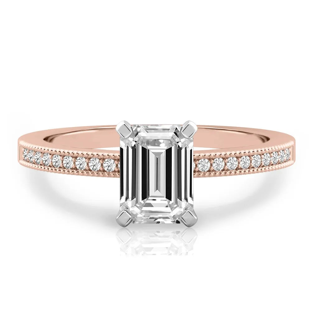 Lalana Petite Milgrain Engagement Ring