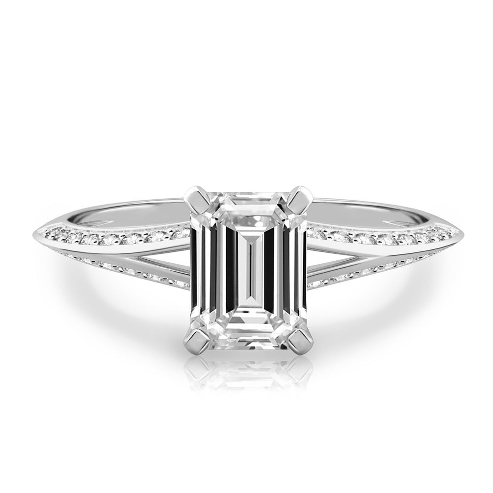 Charu Split Shank Knife Edge Pave Diamond Ring