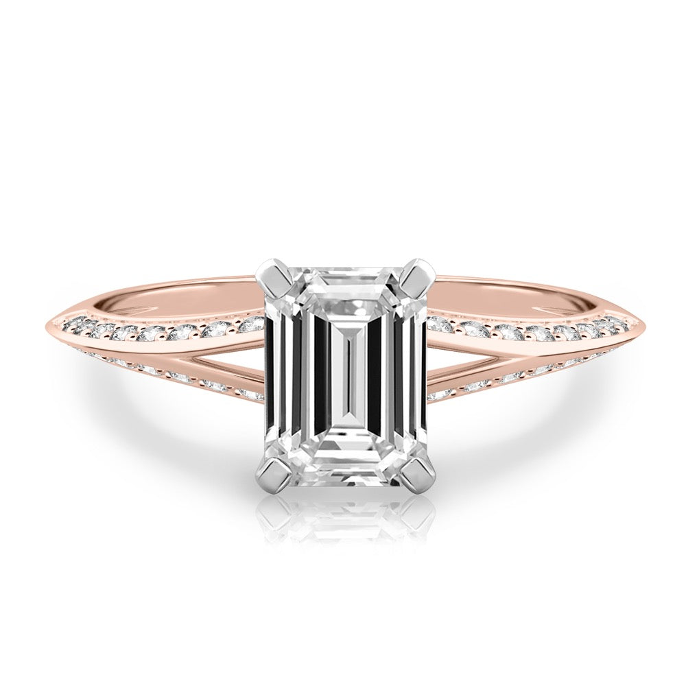 Charu Split Shank Knife Edge Pave Diamond Ring