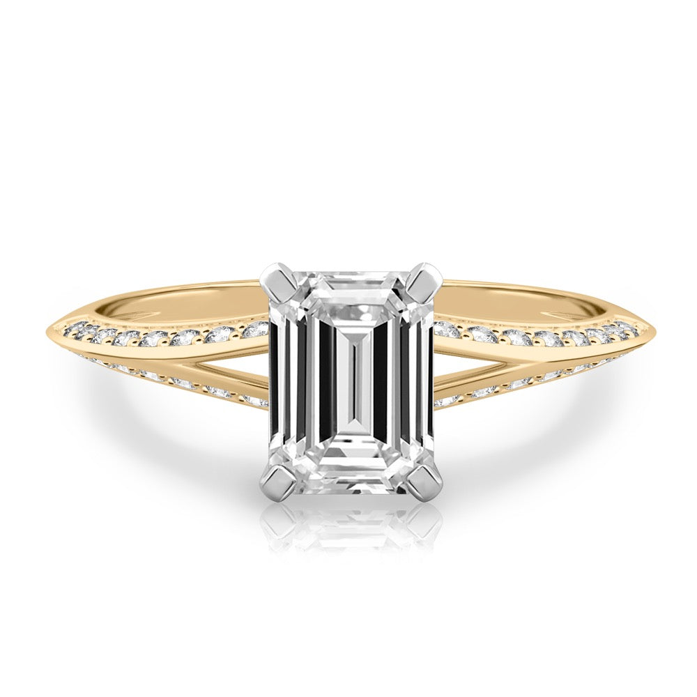 Charu Split Shank Knife Edge Pave Diamond Ring