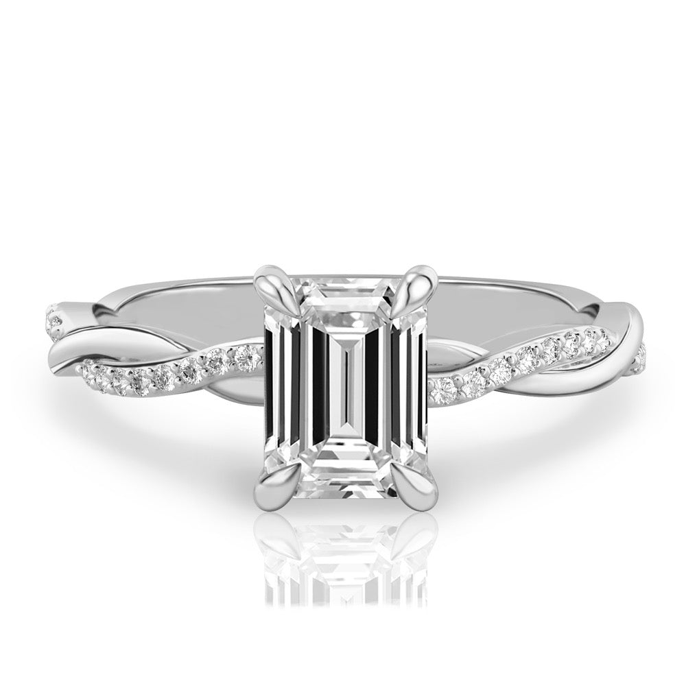 Twist Ring Engagement Ring with Pavé Twist Band