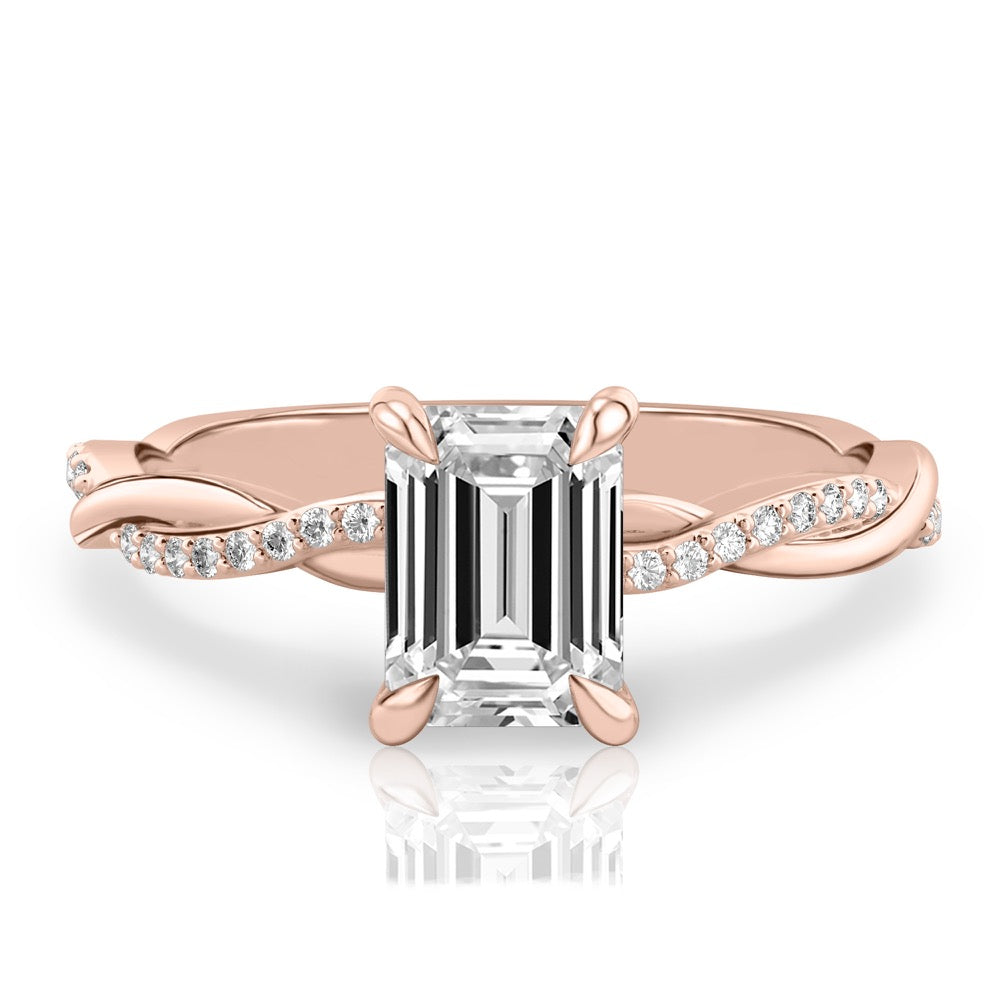 Twist Ring Engagement Ring with Pavé Twist Band