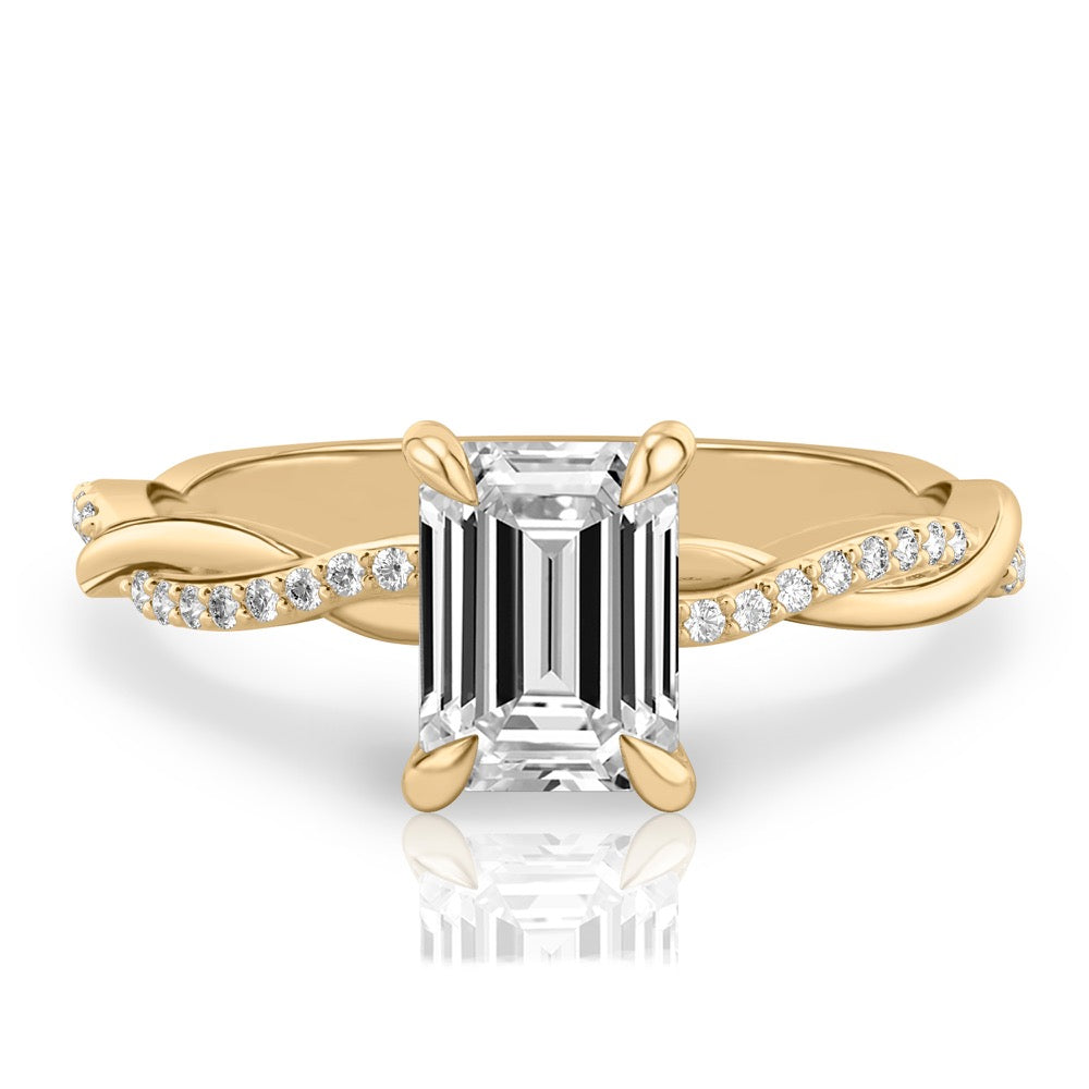 Twist Ring Engagement Ring with Pavé Twist Band