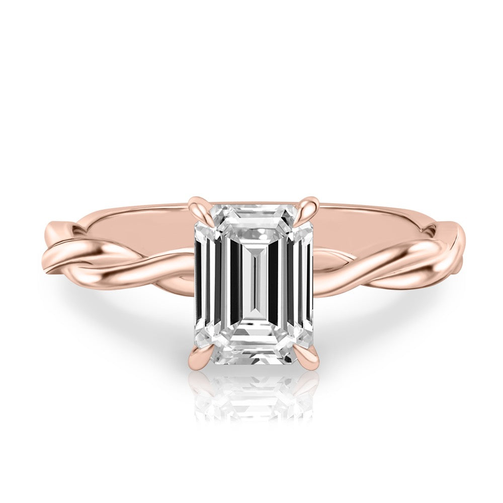 Kyra Twisted Engagement Ring with Hidden Halo
